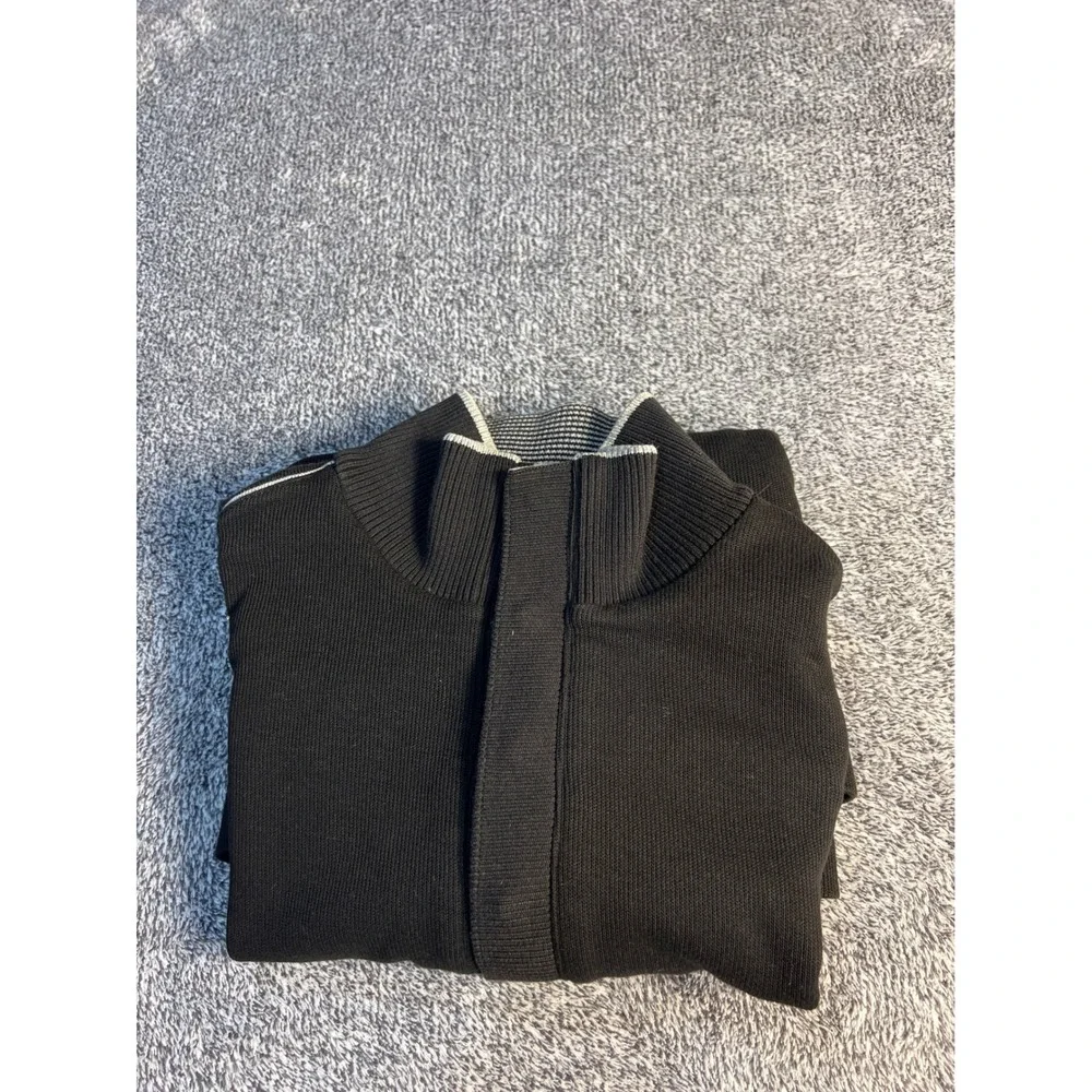Hugo Boss Mens Regular Fit Quarter Zip Pullover Black Cotton Pique Mock Neck M